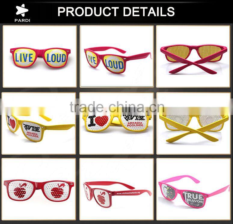 Nightclub promo pin hole sunglasses with custom logo print