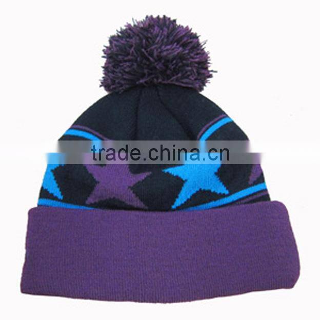 100% acrylic knitted beanie winter hats wholesale high quality customized dobby knitted beanie hat in black color