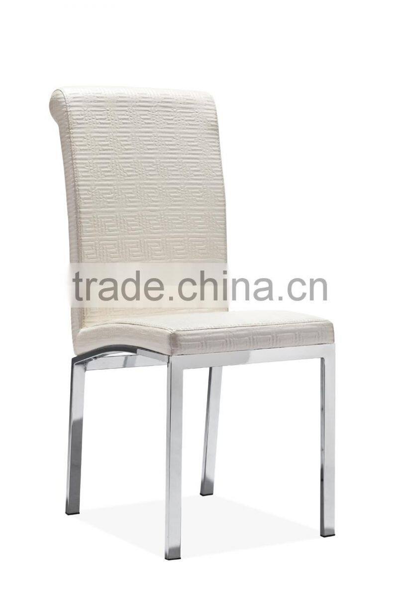 Z616 White PU leather metal chrome legs dining chair in hotel home furniture