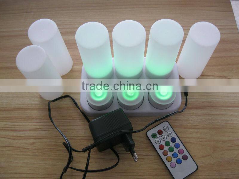 rechargeable Remote control set of 6 LED plastic tealights candles