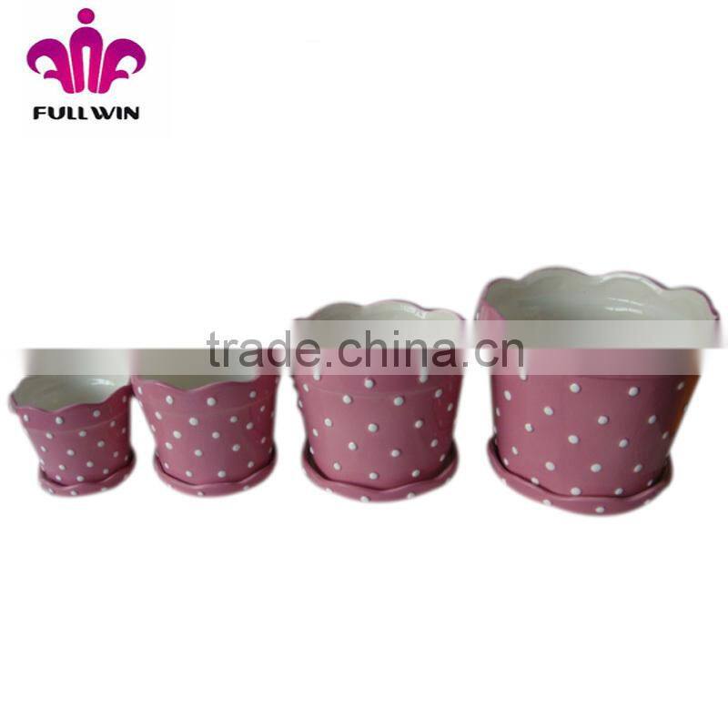 Ceramic garden flower planter pots with dot printing