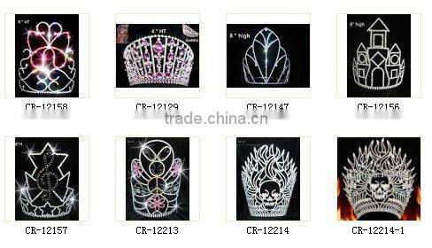 latest full round rhinestone and crystal pageant crown anf tiara