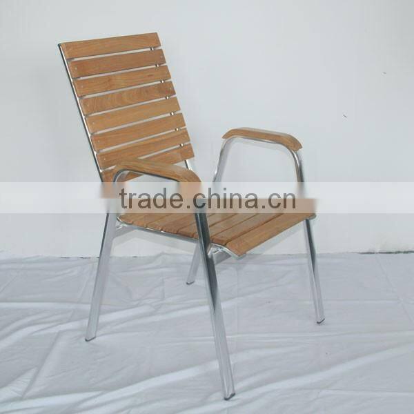 garden furniture outdoor restaurant wooden recliner aluminum dining chair YC016