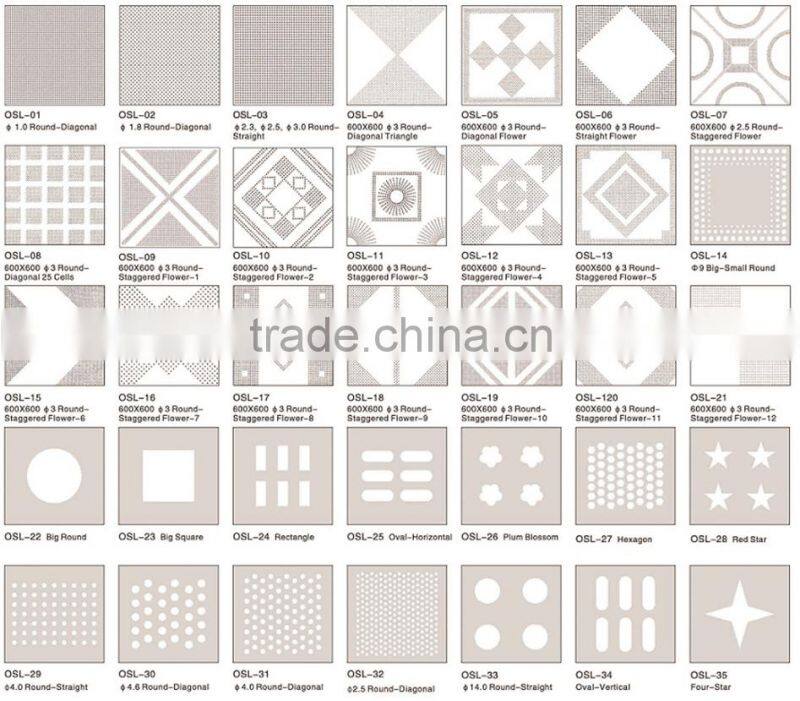 With Fireproof Acoustic Insulation Perforated Metal Ceiling Panel Aluminum E shaped Hook on Ceiling