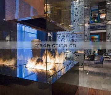 round indoor fireplace