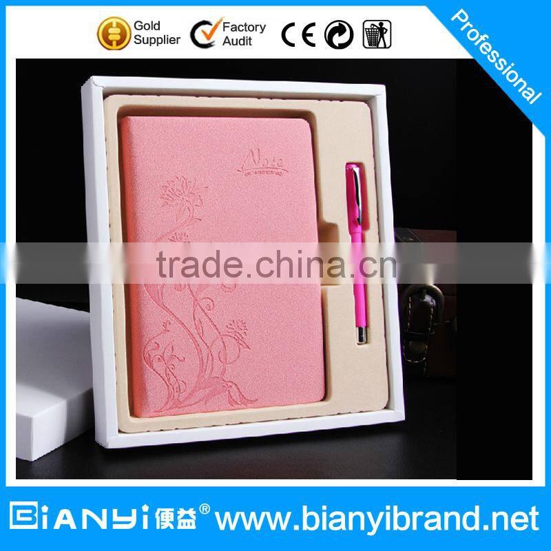 Hot sale women fashion leather and pen promotion gift set made in China