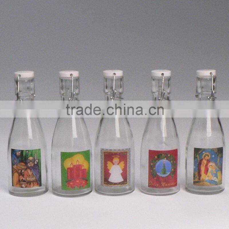 250ml new round clear swing top glass bottle with stoppers