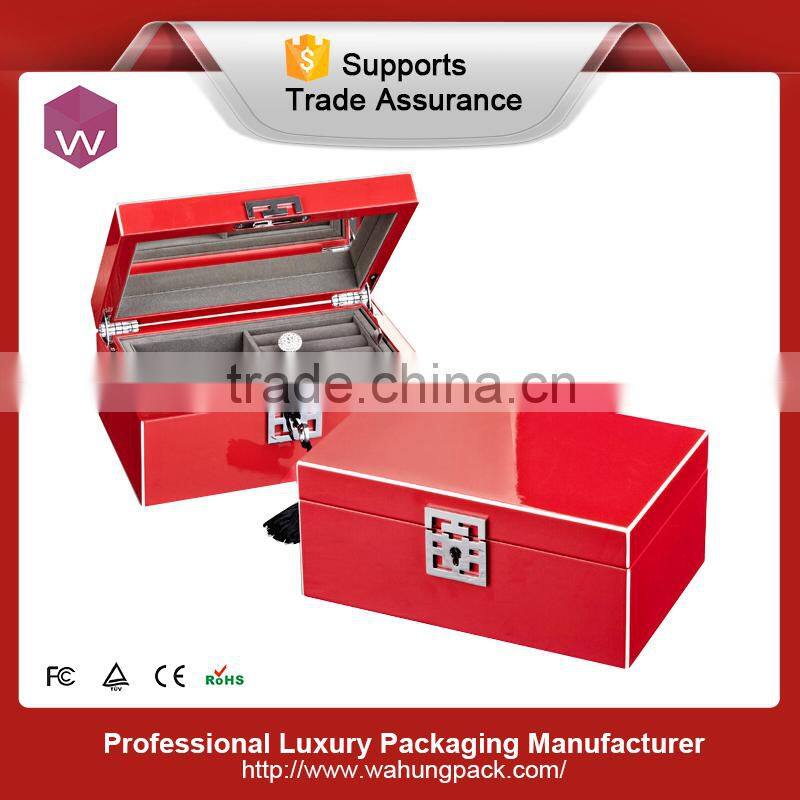 Gray Purple Lining Wooden Luxury KeyLock Jewelry Boxes For Girl