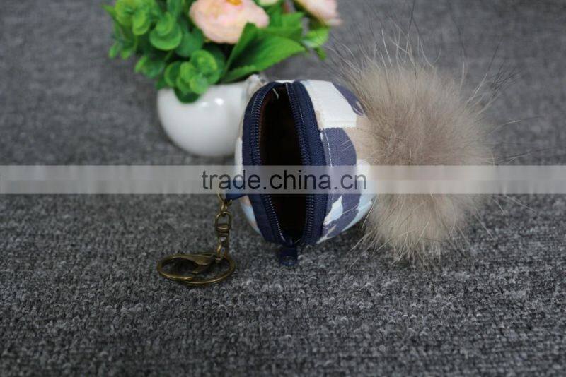 Pom Pom Fur p[urse / raccoon Fur Keyring / Plush Toy handbag