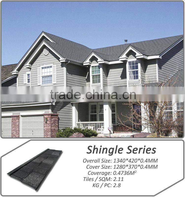 2015 cheap metal roofing with color sand stone cover/sand coated metal roof sheets with stone coated steel composite roofing