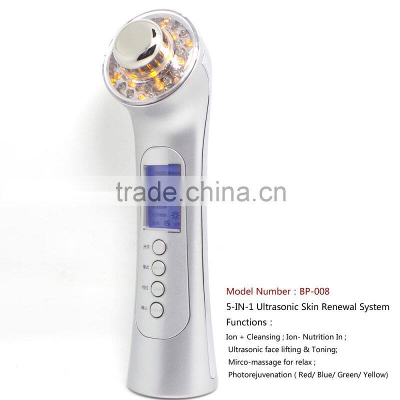 Multi Functional Beauty Equipment 5 in 1 facial ultrasonic cleaner sonic facial brush ultrasonic cleaner