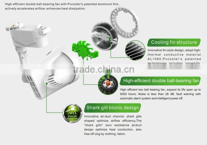 Clothing store led cob track light 30W spotlighting black housing 3 wires 110V Guangzhou factory CE and SAA