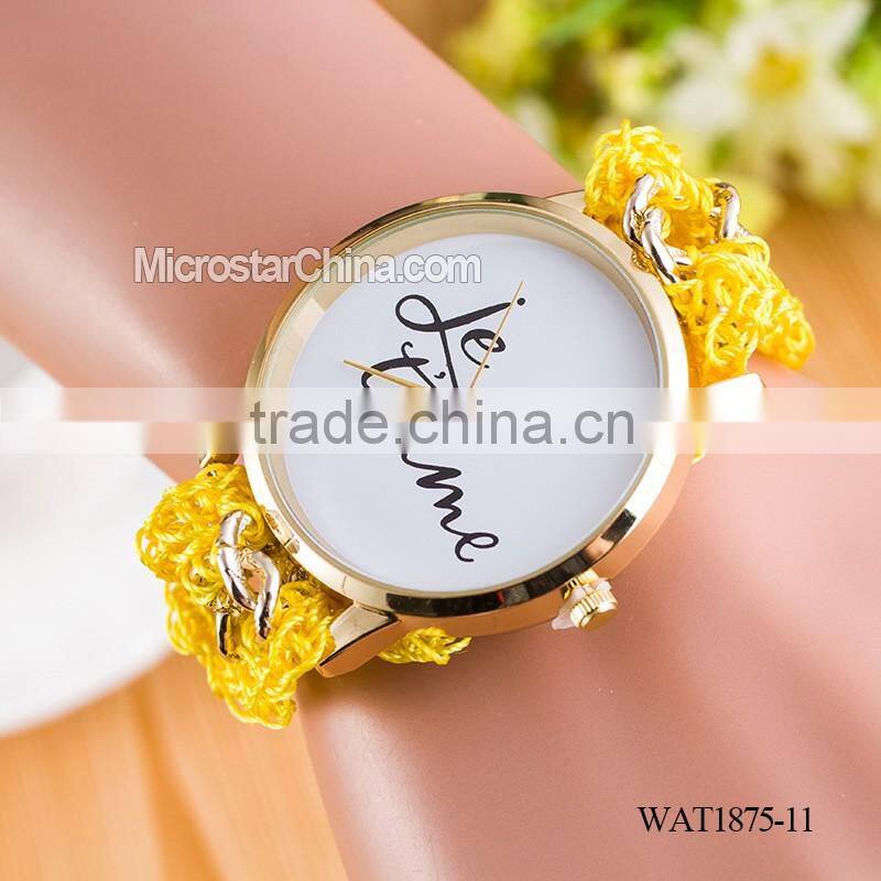 New Classic Geneva Ethnic Braided Analog Quartz Chain jetaime stainless steel watch