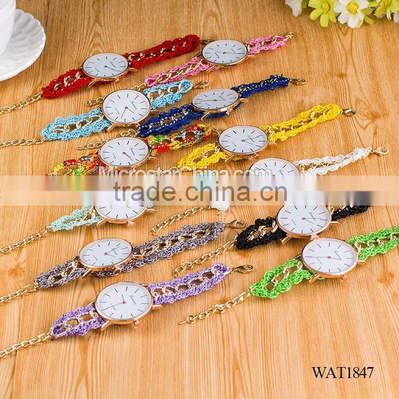 Women New Classic Geneva Ethnic Braided Analog Quartz Chain Bracelet Wrist Watch