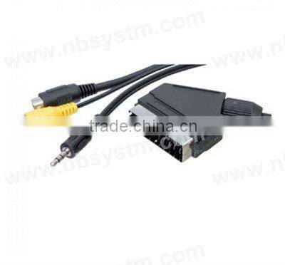3.5mm stereo plug + 3RCA + s-video to Scart cable