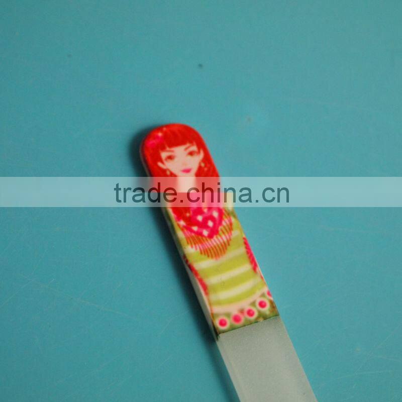 BLC-014 140mm Beauty girl pattern with pvc bag packing beauty glass nail file