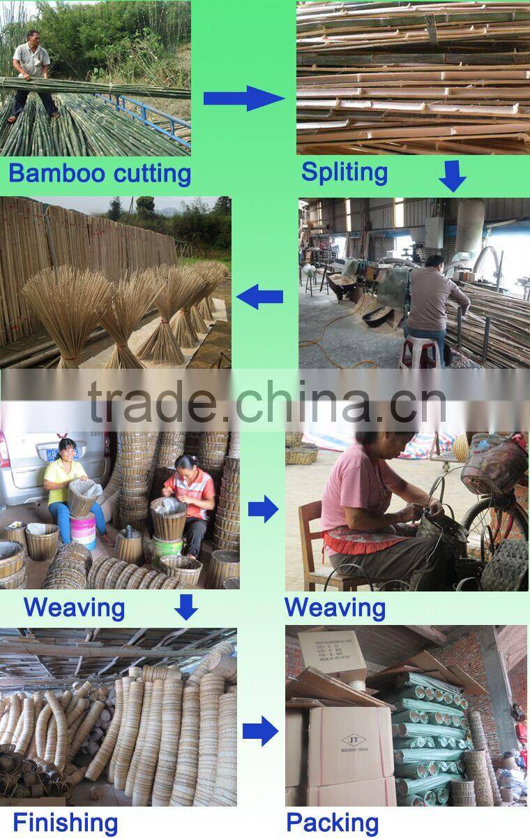 Foldable bamboo woven laundry basket with cover