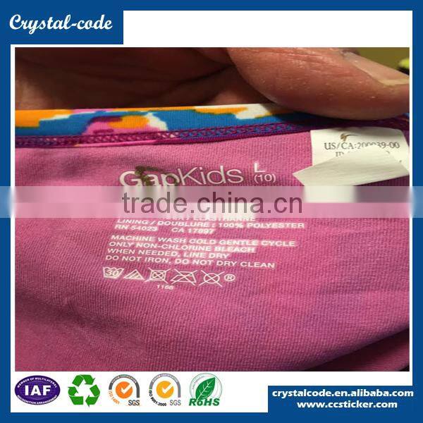 Custom printed paper silk heat press clothing label