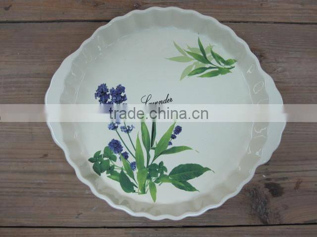 New lavender design ceramic 7pcs coffee canisters set with wood