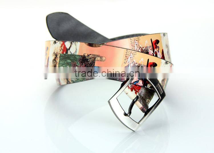 Men Women Unisex Fashion Print Faux Leather Belt for Jeans