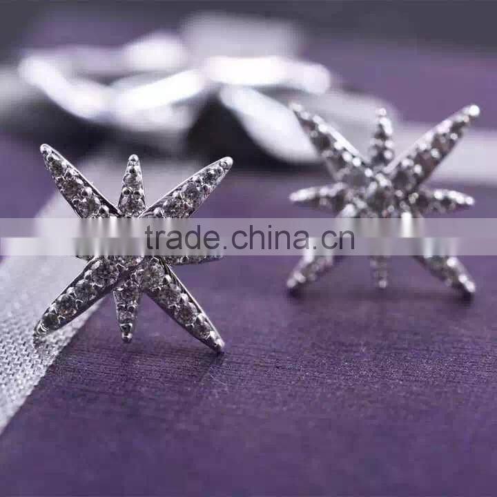 925 Silver Star white zirconia earring jewelry