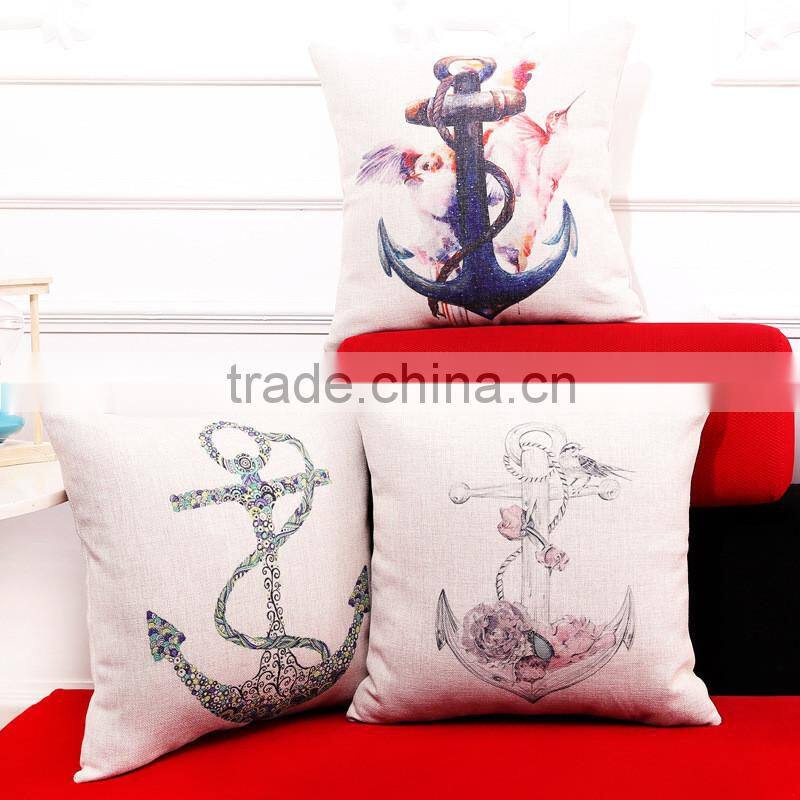 2016 Newest Anchor Linen Cotton Sofa Home Decor Throw Pillow Cases Cushion Covers
