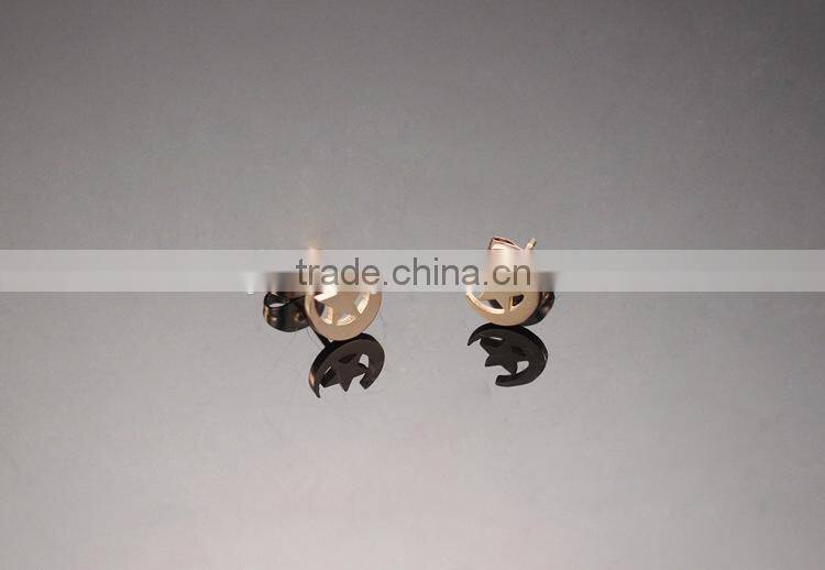 KSTONE 2015 New Fashion Rose Gold Plated Stainless Steel Lovely Moon And Star Stud Earrings