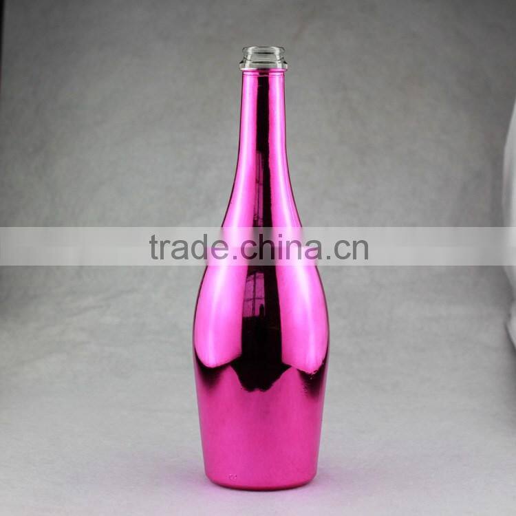 Cheap custom supplier electroplated ciroce bottles electroplated champagne bottle 750ml paint black bottle