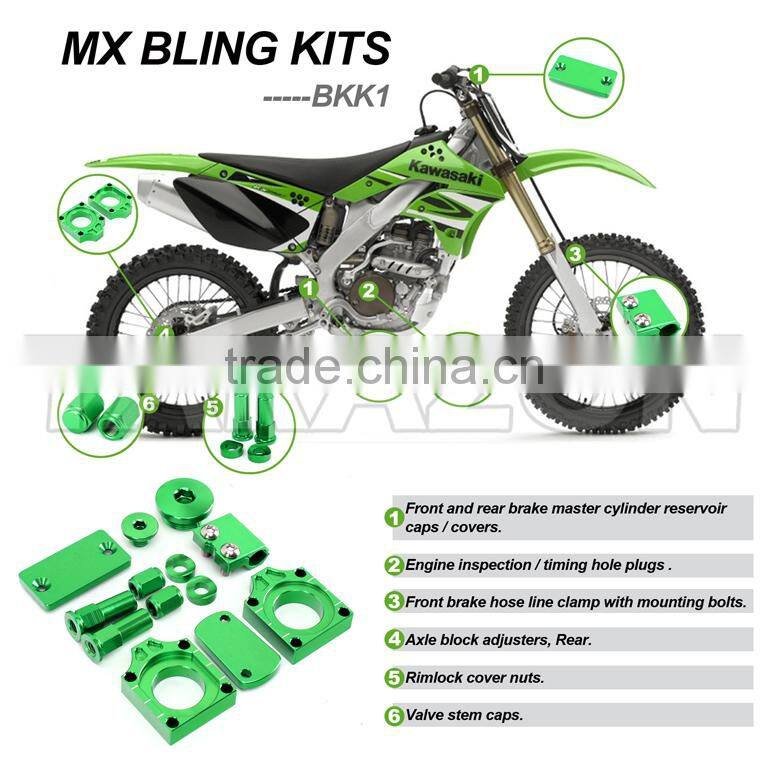 Motocross KAWASAKI KXF250 High Quality CNC Billet Aluminum Anodizing Green Bling Kits