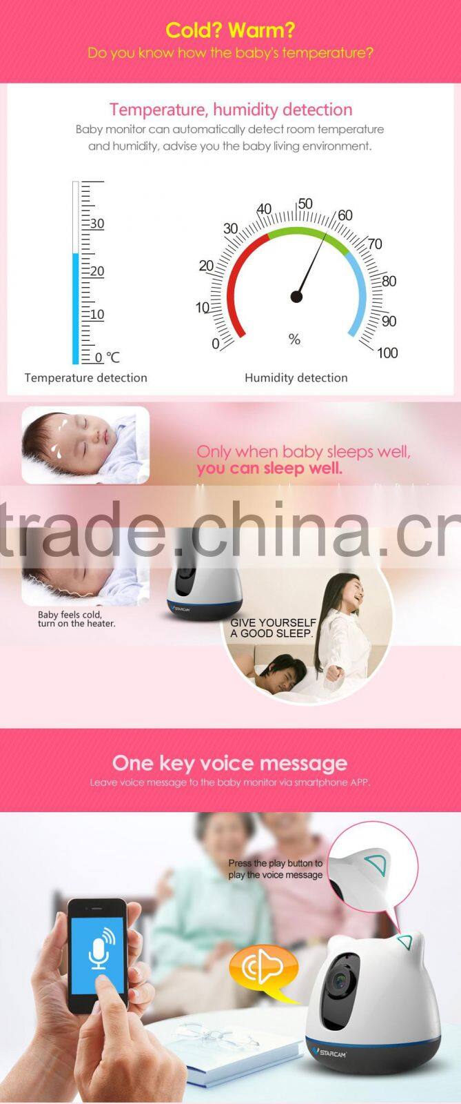 VStarcam H.264 720P wireless video digital camera baby monitor