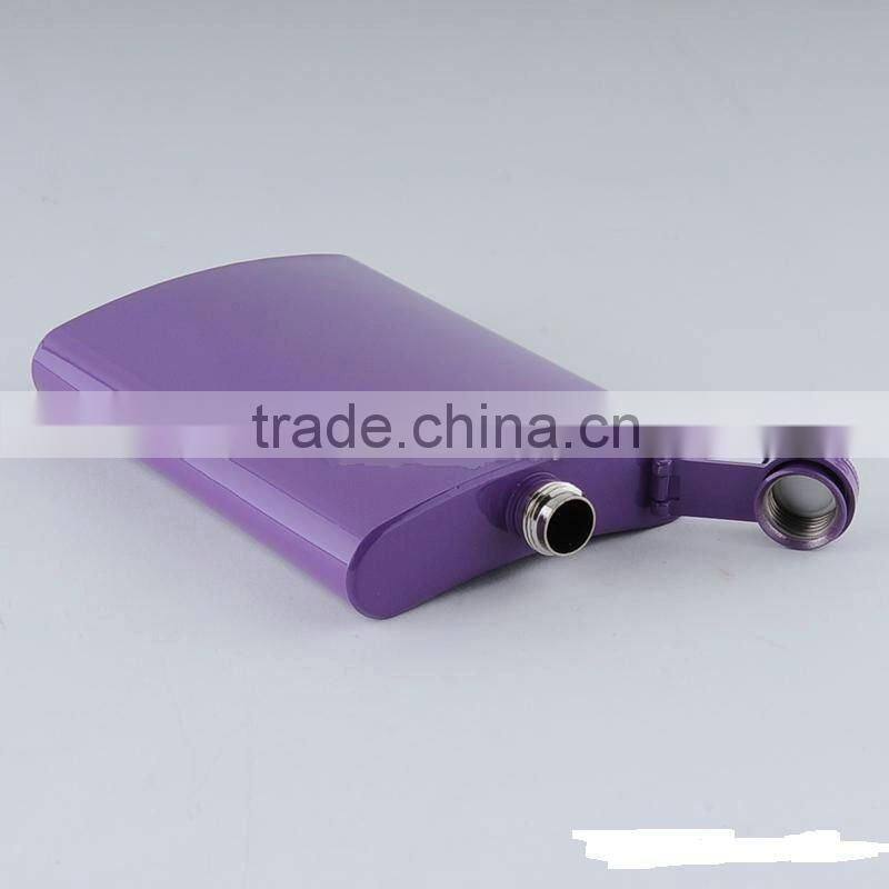 6oz trendy stainless steel painted hip flask and colored hip flask