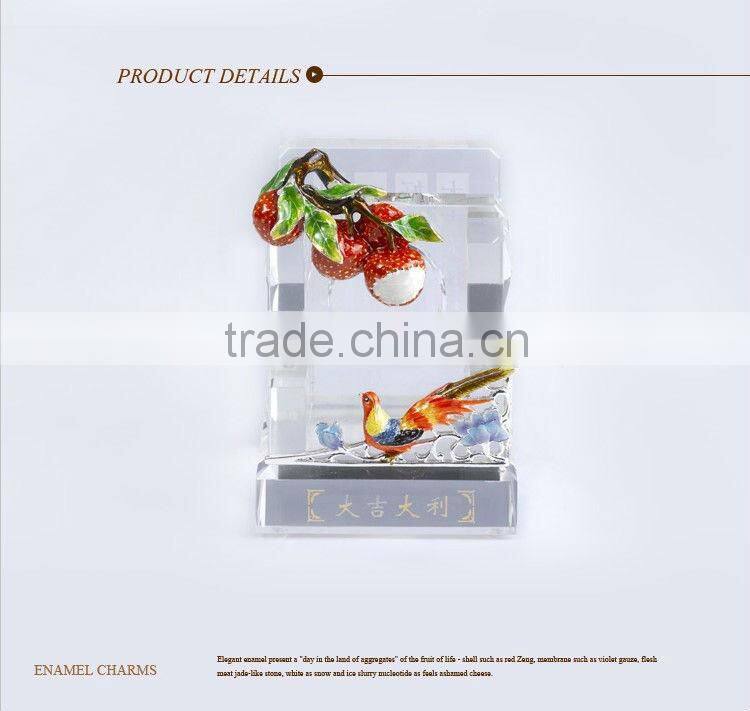 RORO Good Fortune litchi enamel pewter crystal pen holder