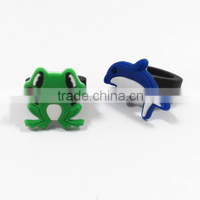 Wholesale personalized cartoon kids rings silicon rubber pvc souvenir finger ring