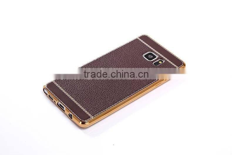 Wholesale price for Samsung galaxy note 7 electroplate tpu case with litchi leather skin cover