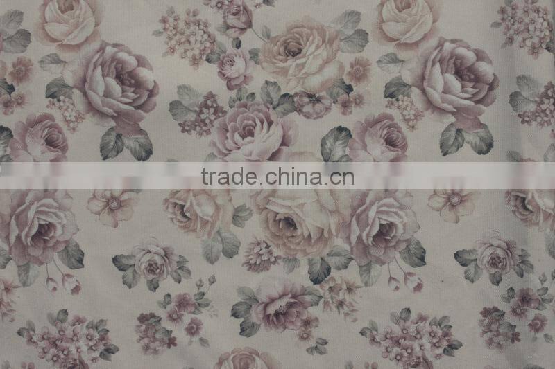 High quality cationic 100% polyester linen look linen printed Pongee fabric wholesale for textile