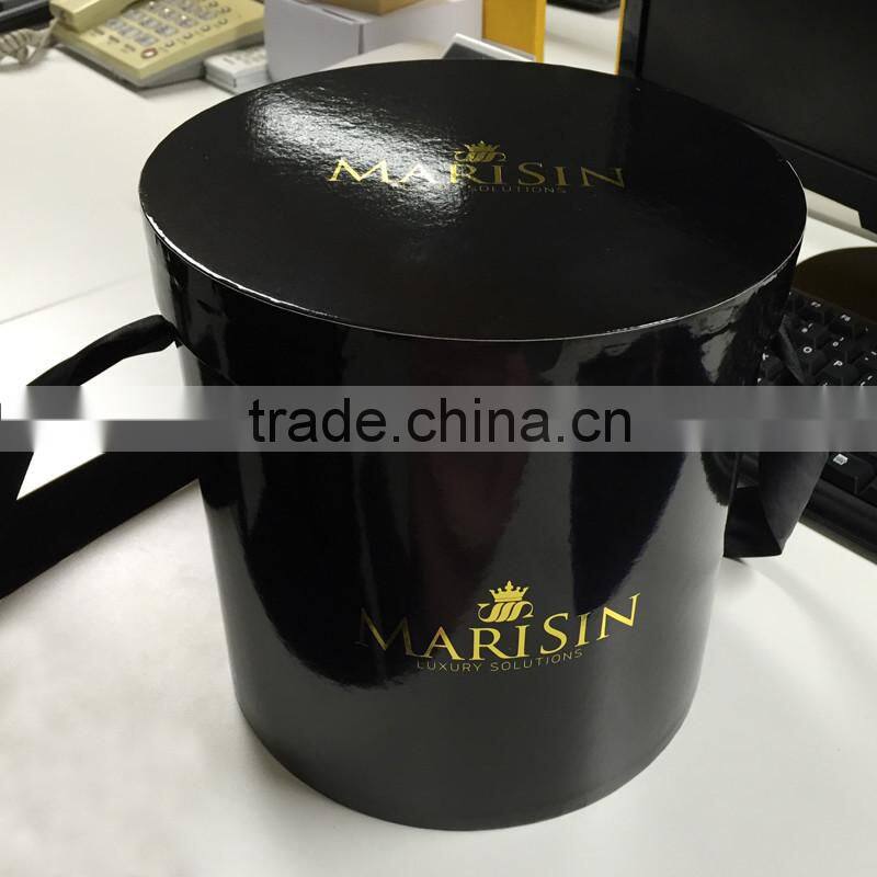 Elegant Round Flower Box with gold Logo