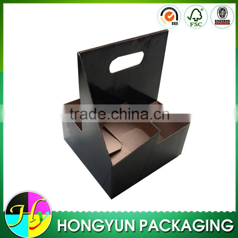black corrugated paper 4 pack bottle carrier