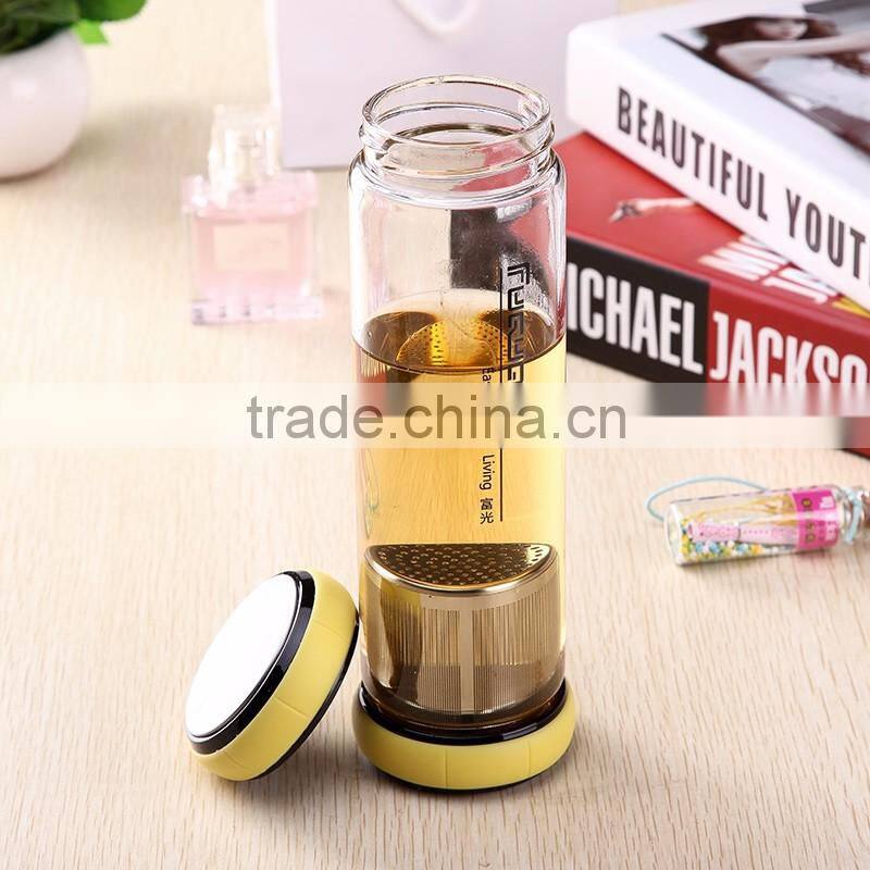 Best Sale Drinking 500 ml Green Sport Glass Water Bottle With Fruit Infuser