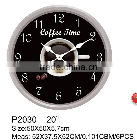Coffee time office style plastic large 20 inch wall clock