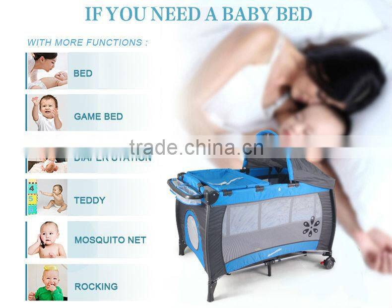 Lignt weight good quality baby playpen bed price, Eco-friendly material baby playard