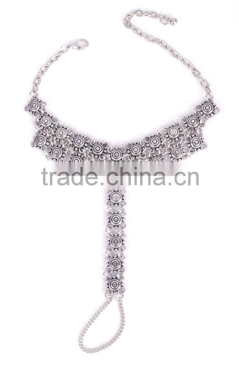 Barefoot sandals flower anklets with toe ring anklet