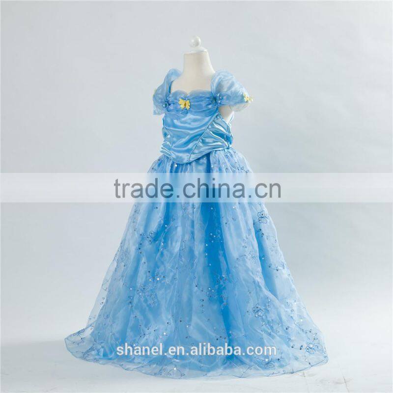 high quality movie costume blue dress fairy dress cinderella flower girl dresses