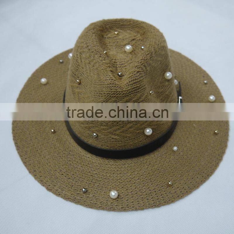 lady acrylic hat with pearls and belt