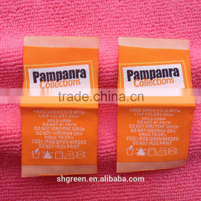 OEM soft taffeta woven label,sewn on garment label