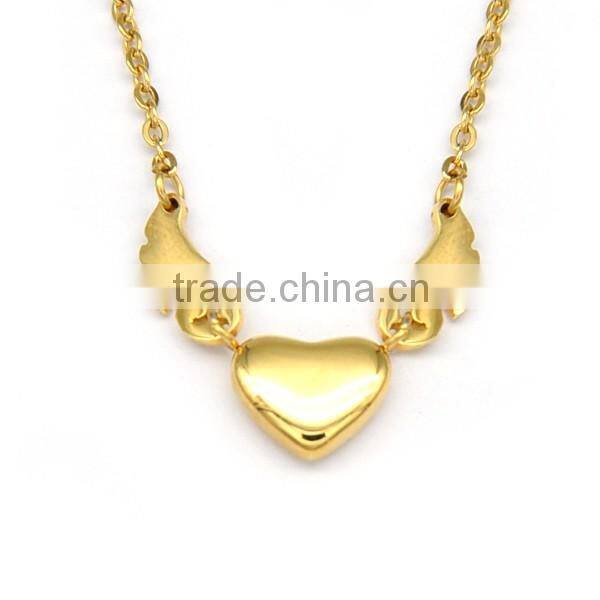 womens heart pendant necklace 18k gold plated factory price stainless steel necklace