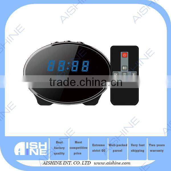 High quality smart home security Hidden Spy Button Camera Clock Wifi App Control