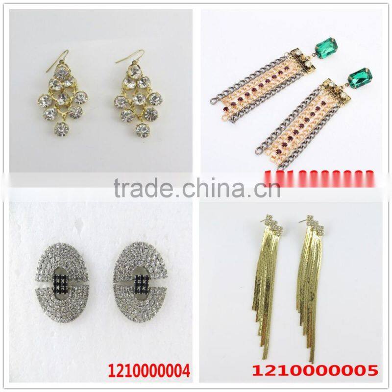 Spring style gold tassel rhinestone earring