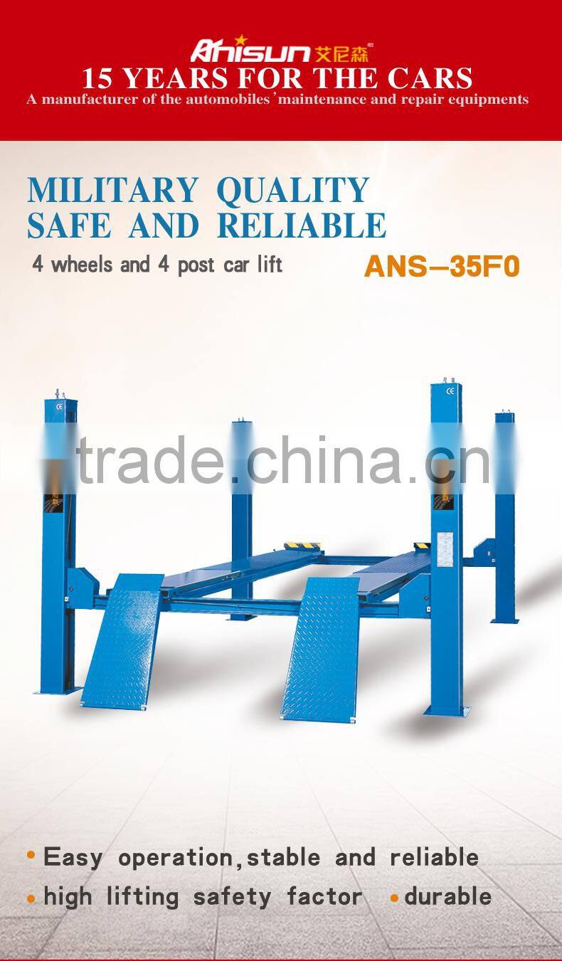 used hydraulic 4 post wheel alignment car lifts for home garage with CE,3500KG