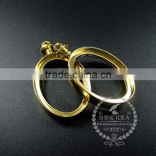 30x40mm gold plated alloy oval pendant charm DIY bezel setting glass tray jewelry supplies 1850258
