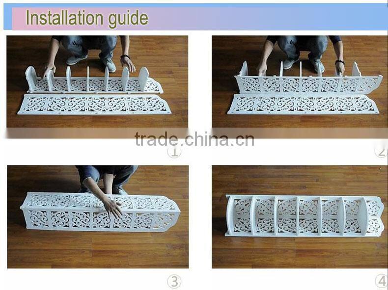 2015 hot sale Decorative Pure White WPC Carved Display Hollow Out Floating Shelf